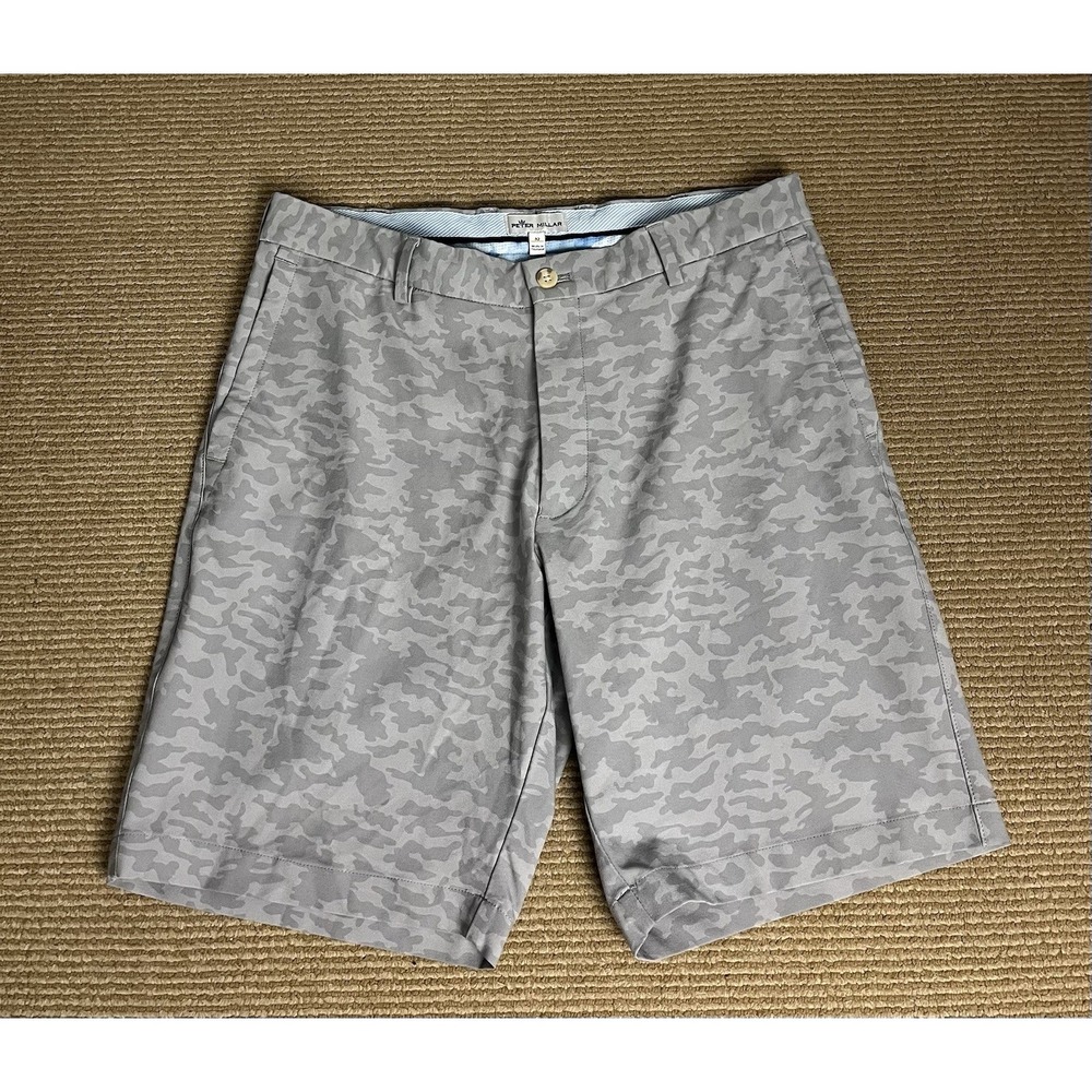 Peter Millar Golf Shorts Men's 32 Gray Camo Performance Stretch